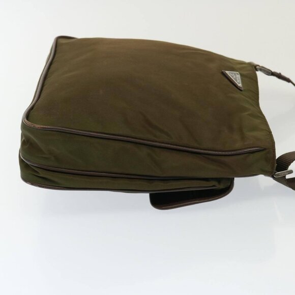 PRADA Shoulder Bag Enamel Khaki Brown Auth - Picture 3 of 16